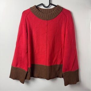Anthropologie Maeve Chandler Sweater NWT Red Brown Oversized Boxy Knit XXS